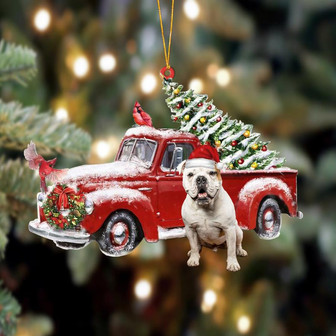 Ornament- American Bulldog-Cardinal & Truck Two Sided Ornament, Happy Christmas Ornament, Car Ornament - Thegiftio UK