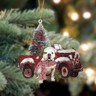 Ornament- American Bulldog-Christmas Truck Two Sided Ornament, Happy Christmas Ornament, Car Ornament - Thegiftio UK