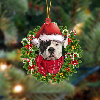 Ornament- American Bulldog-Xmas Bandana Hanging Ornament, Happy Christmas Ornament, Car Ornament - Thegiftio UK