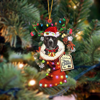 Ornament- American Pit Bull Terrier-Xmas Boot-Two Sided Ornament, Happy Christmas Ornament, Car Ornament - Thegiftio UK