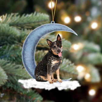 Ornament- Australian Cattle Sits On The Moon Hanging Ornament Dog Ornament, Car Ornament, Christmas Ornament - Thegiftio UK