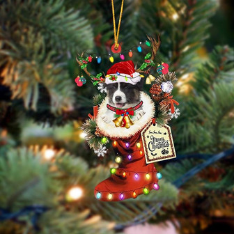 Ornament- Australian Shepherd 1-Xmas Boot-Two Sided Ornament, Happy Christmas Ornament, Car Ornament - Thegiftio UK