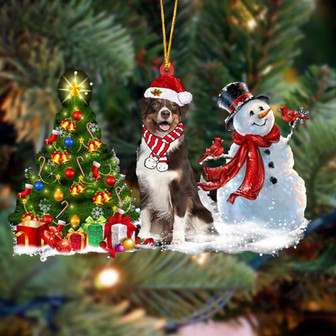 Ornament- Australian Shepherd Christmas Snow Hanging Ornament Dog Ornament, Car Ornament, Christmas Ornament - Thegiftio UK