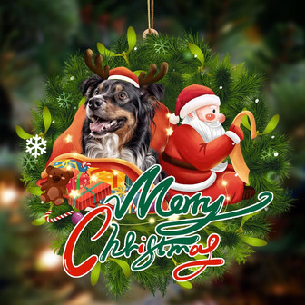 Ornament- Australian Shepherd-Santa & dog Hanging Ornament, Happy Christmas Ornament, Car Ornament - Thegiftio UK