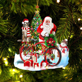 Ornament- Australian Shepherd On Santa's Bike Ornament Dog Ornament, Car Ornament, Christmas Ornament - Thegiftio UK