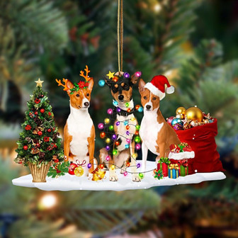 Ornament- Basenji-Christmas Dog Friends Hanging Ornament, Happy Christmas Ornament, Car Ornament - Thegiftio UK