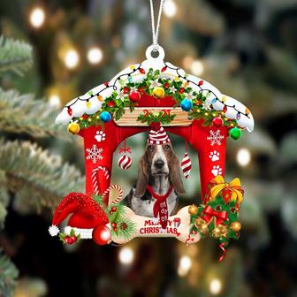 Ornament- Basset Hound-Christmas House Two Sided Ornament, Happy Christmas Ornament, Car Ornament - Thegiftio UK