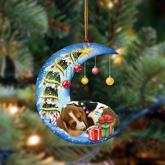 Ornament- Basset Hound-Sleep On The Moon Christmas Two Sided Ornament, Happy Christmas Ornament, Car Ornament - Thegiftio UK