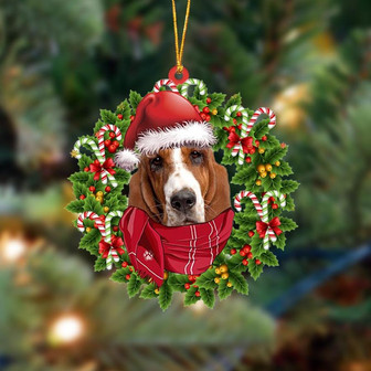 Ornament- Basset Hound-Xmas Bandana Hanging Ornament, Happy Christmas Ornament, Car Ornament - Thegiftio UK