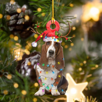 Ornament- Basset Hounds Christmas Shape Ornament, Happy Christmas Ornament, Car Ornament - Thegiftio UK