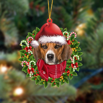 Ornament- Beagle 2-Xmas Bandana Hanging Ornament, Happy Christmas Ornament, Car Ornament - Thegiftio UK