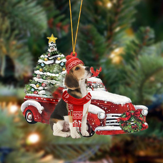 Ornament- Beagle-Christmas Car Two Sided Ornament, Happy Christmas Ornament, Car Ornament - Thegiftio UK