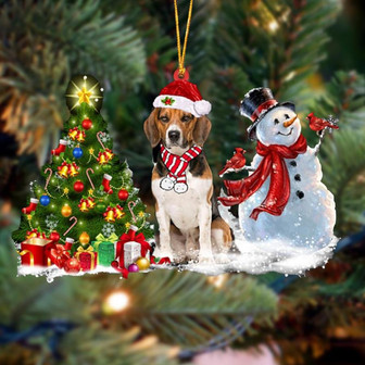 Ornament- Beagle Christmas Snow Hanging Ornament Dog Ornament, Car Ornament, Christmas Ornament - Thegiftio UK