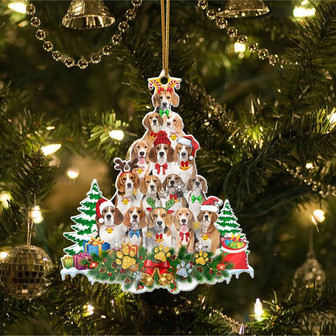 Ornament- Beagle Full The Christmas Tree-Two Sided Ornament, Happy Christmas Ornament, Car Ornament - Thegiftio UK