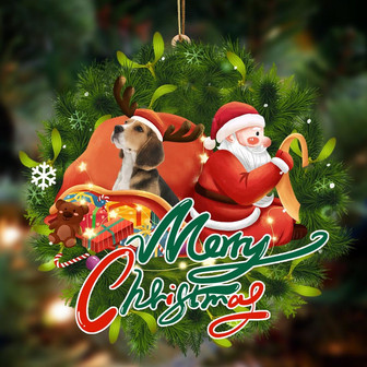 Ornament- Beagle-Santa & dog Hanging Ornament, Happy Christmas Ornament, Car Ornament - Thegiftio UK
