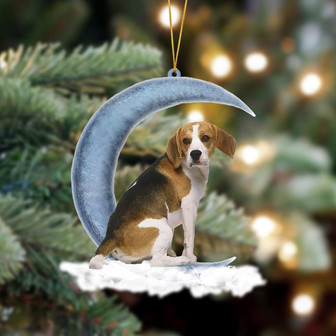 Ornament- Beagle Sits On The Moon Hanging Ornament Dog Ornament, Car Ornament, Christmas Ornament - Thegiftio UK