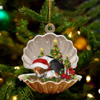 Ornament- Beagle-Sleeping Pearl in Christmas Two Sided Ornament, Happy Christmas Ornament, Car Ornament - Thegiftio UK