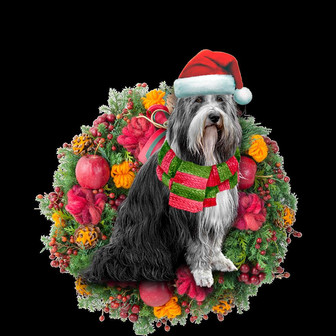 Ornament- Bearded Collie Christmas Ornament, Happy Christmas Ornament, Car Ornament - Thegiftio UK