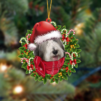 Ornament- Bearded Collie-Xmas Bandana Hanging Ornament, Happy Christmas Ornament, Car Ornament - Thegiftio UK
