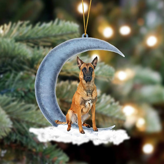 Ornament- Belgian Malinois Sits On The Moon Hanging Ornament Dog Ornament, Car Ornament, Christmas Ornament - Thegiftio UK