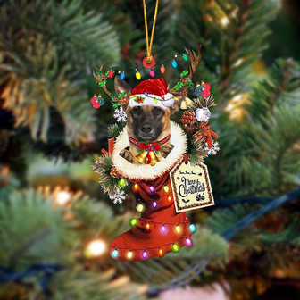 Ornament- Belgian Malinois-Xmas Boot-Two Sided Ornament, Happy Christmas Ornament, Car Ornament - Thegiftio UK
