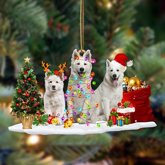 Ornament- Berger Blanc Suisse-Christmas Dog Friends Hanging Ornament, Happy Christmas Ornament, Car Ornament - Thegiftio UK