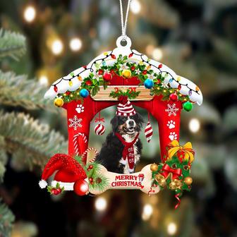 Ornament- Bernese Mountain Dog-Christmas House Two Sided Ornament, Happy Christmas Ornament, Car Ornament - Thegiftio UK