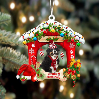 Ornament- Bernese Mountain Dog-Christmas House Two Sided Ornament, Happy Christmas Ornament, Car Ornament - Thegiftio UK