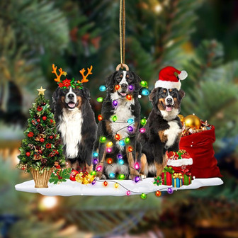 Ornament- Bernese Mountain Dog-Christmas Dog Friends Hanging Ornament, Happy Christmas Ornament, Car Ornament - Thegiftio UK