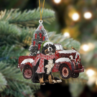 Ornament- Bernese Mountain Dog-Christmas Truck Two Sided Ornament, Happy Christmas Ornament, Car Ornament - Thegiftio UK