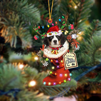 Ornament- Bernese Mountain Dog-Xmas Boot-Two Sided Ornament, Happy Christmas Ornament, Car Ornament - Thegiftio UK