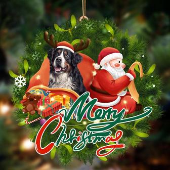 Ornament- Bernese Mountain-Santa & dog Hanging Ornament, Happy Christmas Ornament, Car Ornament - Thegiftio UK