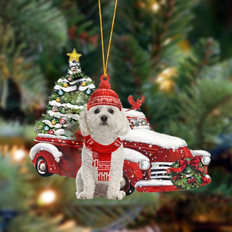Ornament- Bichon Frise-Christmas Car Two Sided Ornament, Happy Christmas Ornament, Car Ornament - Thegiftio UK