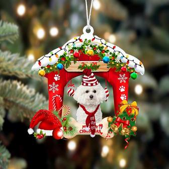 Ornament- Bichon Frise-Christmas House Two Sided Ornament, Happy Christmas Ornament, Car Ornament - Thegiftio UK