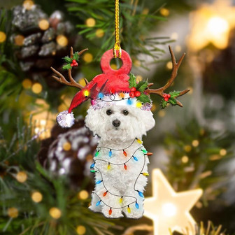 Ornament- Bichon Frise Christmas Shape Ornament, Happy Christmas Ornament, Car Ornament - Thegiftio UK