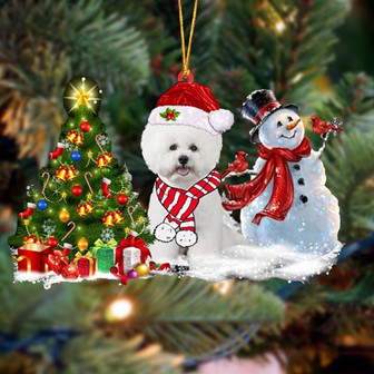 Ornament- Bichon Frise Christmas Snow Hanging Ornament Dog Ornament, Car Ornament, Christmas Ornament - Thegiftio UK