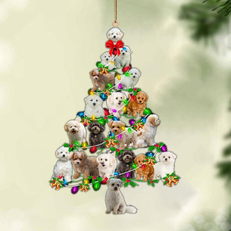 Ornament- Bichon Frise-Christmas Tree Lights-Two Sided Ornament, Happy Christmas Ornament, Car Ornament - Thegiftio UK