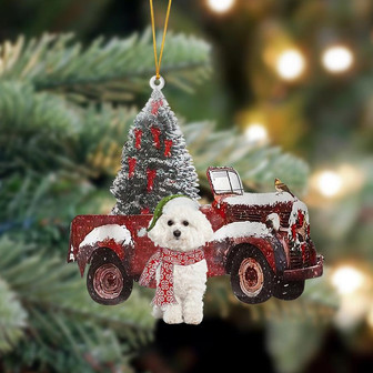 Ornament- Bichon Frise-Christmas Truck Two Sided Ornament, Happy Christmas Ornament, Car Ornament - Thegiftio UK