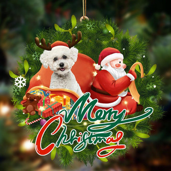 Ornament- Bichon Frise-Santa & dog Hanging Ornament, Happy Christmas Ornament, Car Ornament - Thegiftio UK