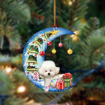 Ornament- Bichon Frise-Sleep On The Moon Christmas Two Sided Ornament, Happy Christmas Ornament, Car Ornament - Thegiftio UK