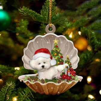 Ornament- Bichon Frise-Sleeping Pearl in Christmas Two Sided Ornament, Happy Christmas Ornament, Car Ornament - Thegiftio UK