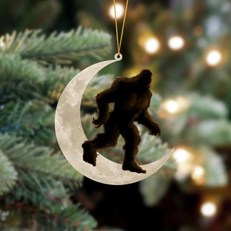 Ornament- Bigfoot Sasquatch Sits On The Moon Hanging Ornament Dog Ornament, Car Ornament, Christmas Ornament - Thegiftio UK