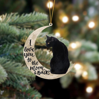 Ornament- Black Cat 02 Sits On The Moon Hanging Ornament Dog Ornament, Car Ornament, Christmas Ornament - Thegiftio