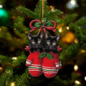 Ornament- Black Cat Inside Your Gloves Christmas Holiday-Two Sided Ornament, Christmas Ornament, Car Ornament - Thegiftio UK