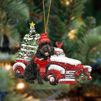 Ornament- Black Cavapoo-Christmas Car Two Sided Ornament, Happy Christmas Ornament, Car Ornament - Thegiftio UK