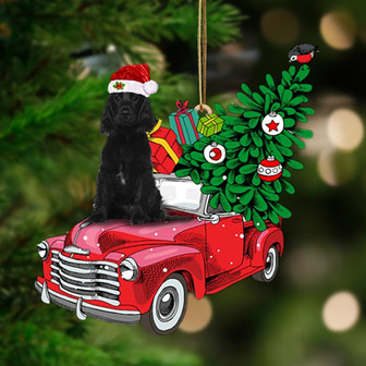 Ornament- BLACK Cocker Spaniel-Pine Truck Hanging Ornament, Happy Christmas Ornament, Car Ornament - Thegiftio UK