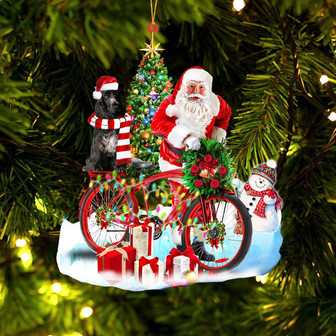Ornament- black cocker spaniel On Santa's Bike Ornament Dog Ornament, Car Ornament, Christmas Ornament - Thegiftio UK