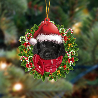 Ornament- BLACK Cocker Spaniel-Xmas Bandana Hanging Ornament, Happy Christmas Ornament, Car Ornament - Thegiftio UK