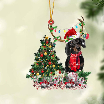 Ornament- BLACK Dachshund-Christmas Tree Gift Hanging Ornament, Happy Christmas Ornament, Car Ornament - Thegiftio UK