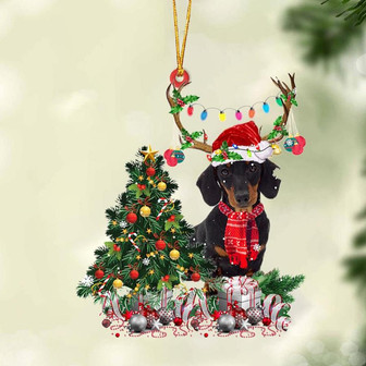 Ornament- BLACK Dacshhund 1-Christmas Tree Gift Hanging Ornament, Happy Christmas Ornament, Car Ornament - Thegiftio UK